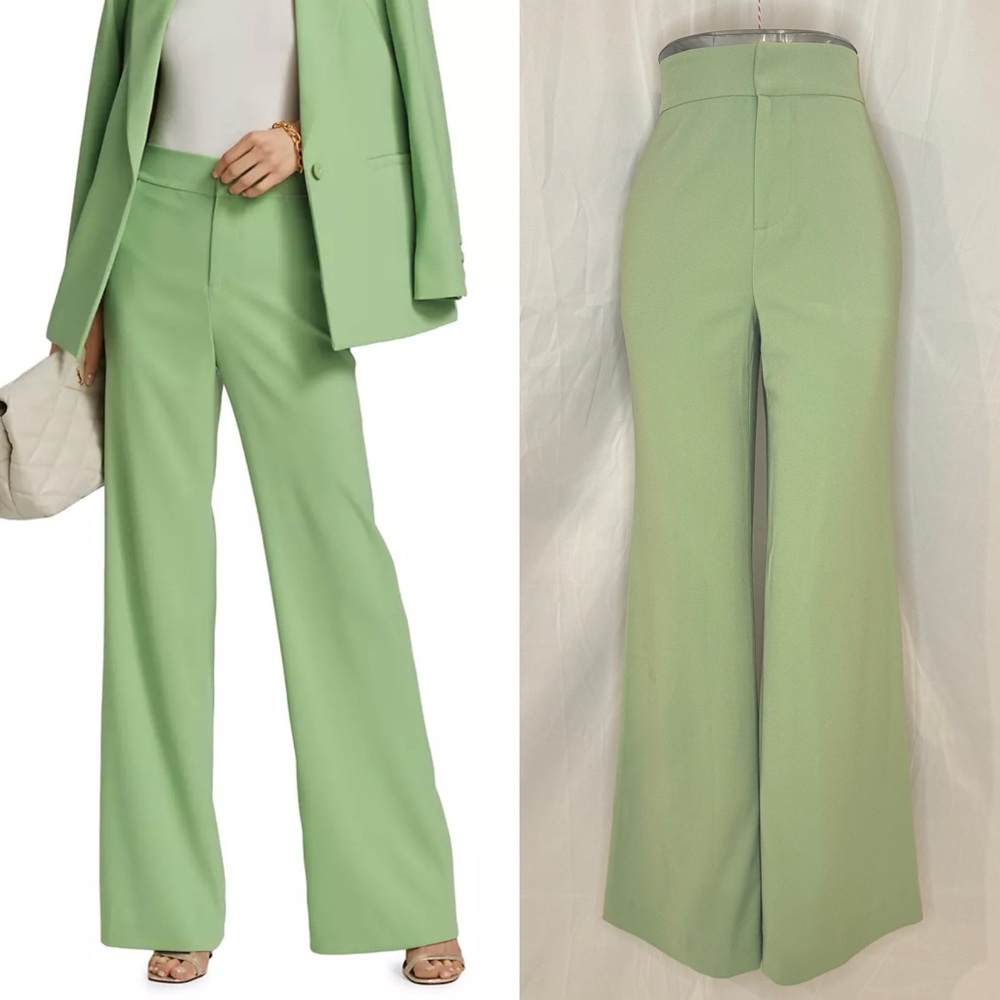 Alice + Olivia Deanna High Waisted Slim-Fit Bootcut Pant in Seafoam